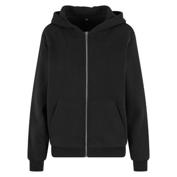 Build Your Brand Hebká dámska mikina na zips Fluffy - Čierna | L