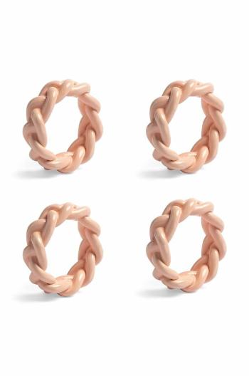 &k amsterdam szalvétagyűrű Braid Pink Set 4 db