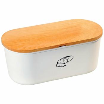 Kesper 85090 Chlebník s doštičkou, biela, 34 x 14 x 18 cm