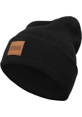 Urban Classics Leatherpatch Long Beanie black