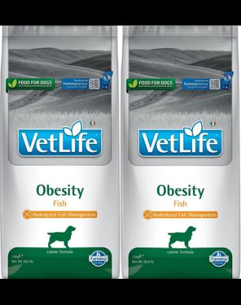 FARMINA Vet Life Obesity Fish 12 kg x 2 hrana dietetica pentru caini supraponderali, cu peste