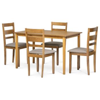 Set de masă din lemn masiv cu 4 scaune, 120 x 75 x75 cm, maro, maro