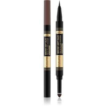 Eveline Cosmetics Brow Art Duo creion dermatograf cu două capete pentru sprâncene culoare Dark 8 g