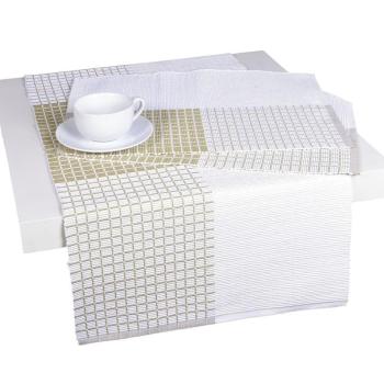 Prostírání bavlněné, Cubes, smetanovobéžový, 40 x 120 cm