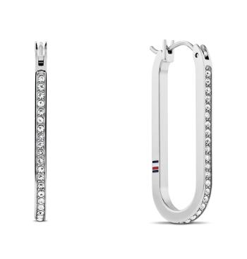 Tommy Hilfiger Cercei ovali din oțel cu cristale Dog Tag 2780865