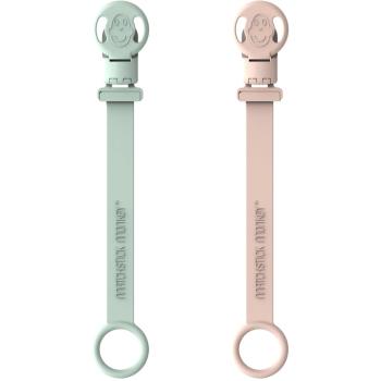 Matchstick Monkey Soother Clips clips pentru suzetă Mint Green & Dusty Pink 2 buc