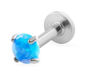 Troli Cercel labret de oțel cu opal sintetic albastru 0,3 cm