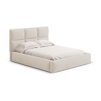 Bézs kárpitozott ágyneműtartós franciaágy ágyráccsal 200x200 cm Libera – Windsor & Co Sofas