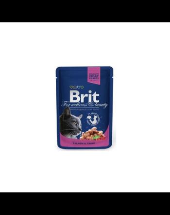 BRIT Premium Cat Adult somon și păstrăv 100 g