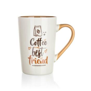 Set 4 căni din ceramică Banquet COFFE BESTFRIEND 450 ml, alb