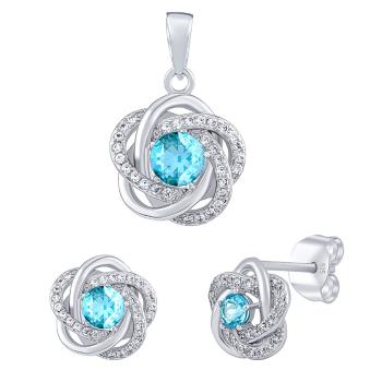 Silvego Set de bijuterii din argint ROSALYN cu adevăratul Topaz Swiss și strălucire Zirconia JJJS0088TS (cercei, pandantiv)