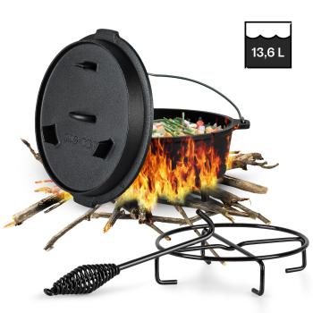 Klarstein Guernsey, oală premium din fontă,  12,0 oală barbecue, fontă, dimensiune XL / 12 qt / 13,6 l