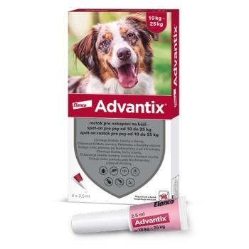 ADVANTIX Spot-on pre psov 10-25 kg 2,5 ml 4 pipety