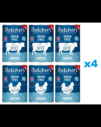 BUTCHER'S Original Junior Mix arome in aspic pentru catei 24x400g bucati vita si pui