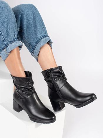 Botine negre excelente pentru femei cu toc lat