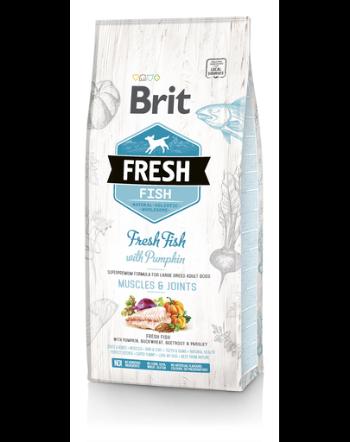 BRIT Fresh Adult Large Muscles&amp;Joints 12 kg hrana uscata caini adulti talie mare, peste si dovleac