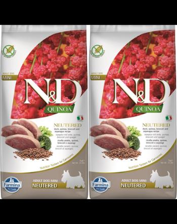FARMINA N&amp;D Quinoa Neutere Adult Mini duck, broccoli &amp; asparagus 2 x 7 kg hrana caini sterilizati/castrati talie mica