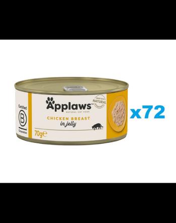 APPLAWS Cat Adult Chicken Breast in Jelly Conserve hrana pentru pisici, cu pui in aspic 72x70g