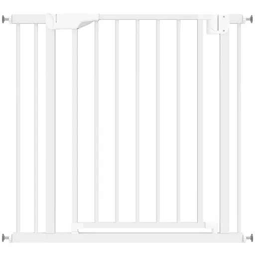PawHut Barieră de Siguranță pentru Copii și Câini Lățime 76-89 cm Blocare Dublă și Închidere Automată Deschidere în Ambele Sensuri Alb | Aosom Romania