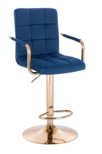 Scaun Make-Up Leopold cu Baza Aurie, Reglabil pe Inaltime, Velur