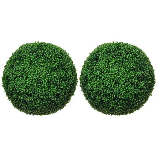 HOMCOM Set de 2 Bile Artificiale, Bile de Arbori Topiari din Buxus, Plante False de Interior în Aer Liber pentru Casă, Ø50cm, Verde | Aosom Romania