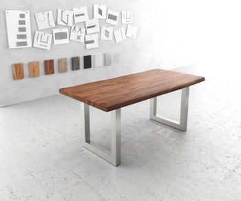 Jídelní stůl Edge 180x90 XL Acacia Brown Stainless Steel Wide Live