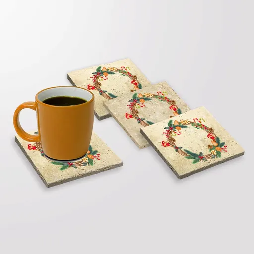 Set suporturi de pahare, Hermia, 366TYR1206, 10 x 10 x 1 cm, 4 piese, Multicolor