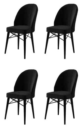 Set scaune 4 piese, Hanah Home, Ritim, Negru