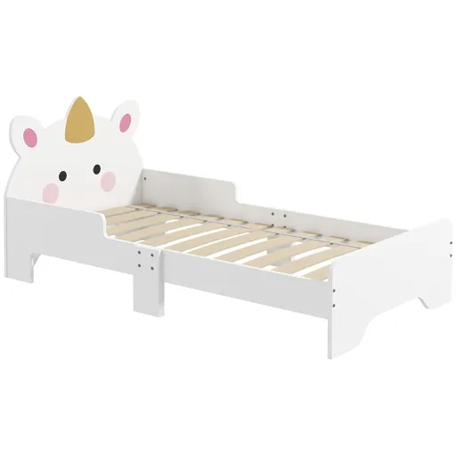 ZONEKIZ Pat pentru copii pat de copii design unicorn 3-6 ani somier cu șipci inclus capacitate de încărcare 80 kg 143 x 74 x 67 cm roz | Aosom Romania