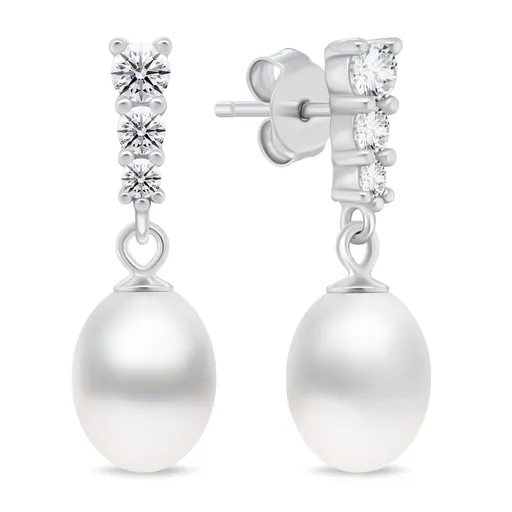 Brilio Silver Cercei fermecători din argint cu zirconi și perla EA1046W