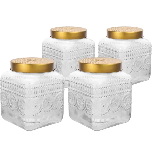 Altom Set de borcane din sticlă cu capac auriu Daisy 1,8 l, 4 buc., 1,8 l