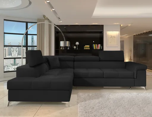 Coltar extensibil stanga 4 locuri ELTAP, ERI-42, Eridano, 275x202x88 cm, lemn/poliester, negru