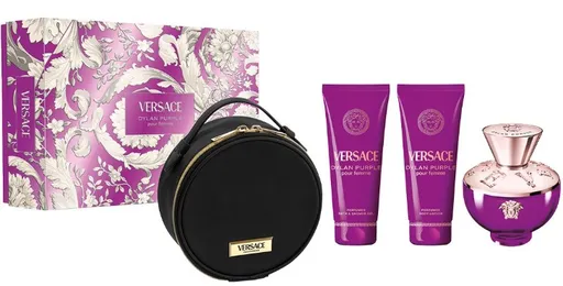 Versace Dylan Purple - EDP 100 ml + loțiune de corp 100 ml + gel de duș 100 ml + geantă cosmetică (neagră)