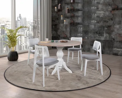 Set masă și scaune (5 bucăți), Hanah Home, Albero130, Natural