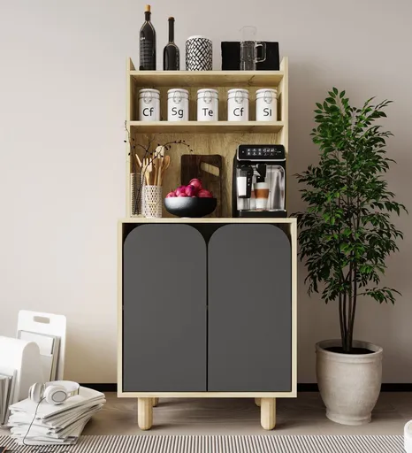 Dulap multifunctional, Hanah Home, Parma 2, 70x155x40 cm, PAL, Stejar safir / Antracit