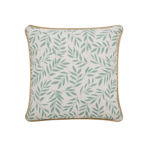 Pernă cu model floral și garnitură din iută