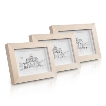 Casa Chic Edinburgh, rame pentru fotografii, set de 3 rame, dreptunghiulare, poze de 14 x 9 cm, montate, lemn 