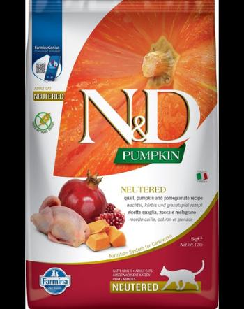 FARMINA N&amp;D Pumpkin Quail &amp; Pomegranate Cat Neutered hrana pentru pisici sterilizate 10 kg