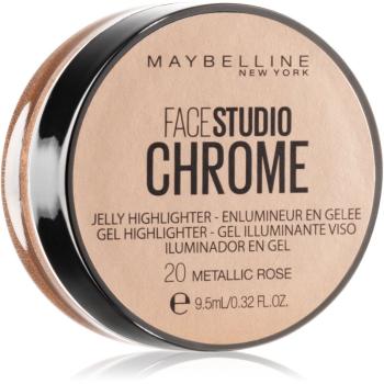 Maybelline Face Studio Chrome Jelly Highlighter iluminator din gel culoare 20 Metallic Rose 9.5 ml