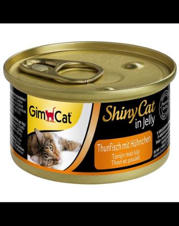 GIMCAT Shiny Cat Tuna&amp;Chicken in Jelly 70 g Mancare umeda pisici, cu ton si pui in aspic