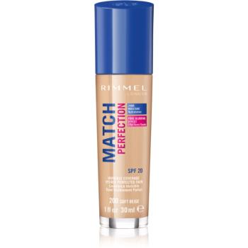 Rimmel Match Perfection fond de ten lichid  SPF 20 culoare 200 Soft Beige 30 ml