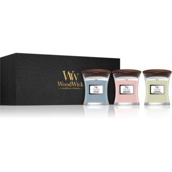 Woodwick Evening Onyx & Solar Ylang & Coastal Sunset set cadou cu fitil din lemn (gift box) 1 buc