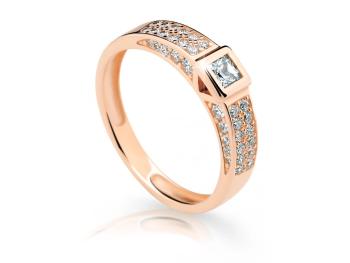 Cutie Jewellery Trblietavý prsteň z ružového zlata so zirkónmi Z6715-2361-10-X-4 54 mm