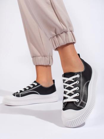 Adidași negri fără toc de designer pentru femei