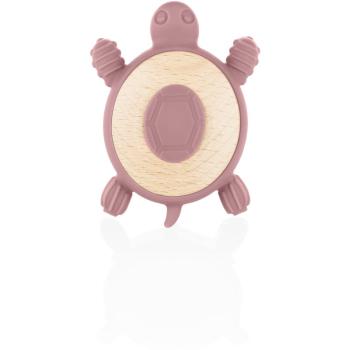 Zopa Silicone Wooden Teether Turtle jucărie pentru dentiție 0 m+ Old Pink 1 buc