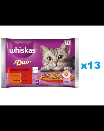 WHISKAS Adult Set 52x85 g plicuri hrana umeda pisica Classic Meals bucati de vita, pasare, miel si rata in jeleu