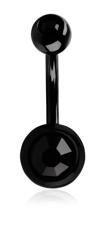 Troli Piercing din oțel cu cristal negru pentru buric