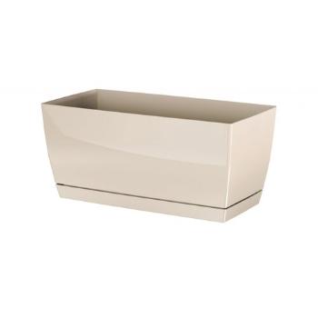 Ghiveci din plastic Coubi Case, cu vas, crem, , 39 x 19 x 18,2 cm