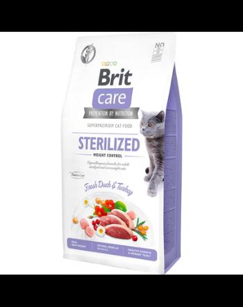 BRIT Care Cat Grain-Free Sterlized Weight Control hrana uscat pisici sterilizate,supraponderale, rata si curcan 2 kg