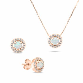 Brilio Silver Set fermecător placat cu aur bijuterii cu opal SET225R (cercei, colier)